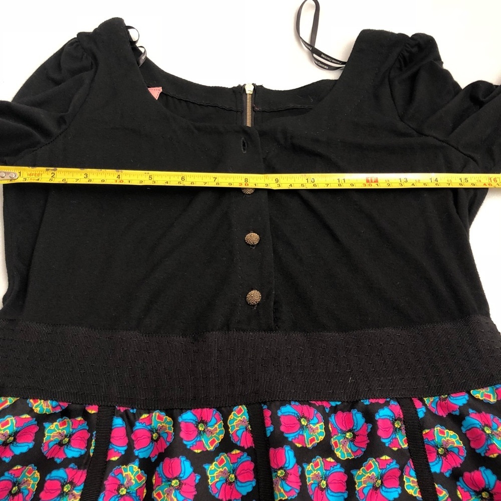 Phoebe Couture black multicolor mixed media rayon silk dress - Picture 5 of 8